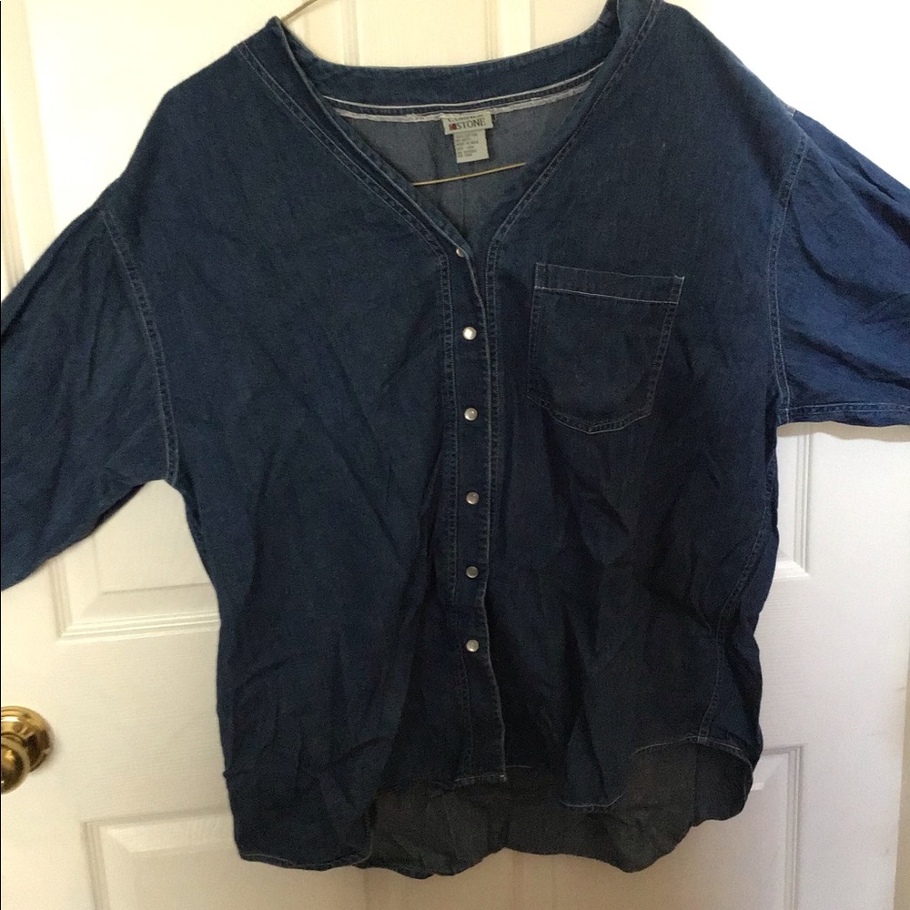 Cornerstone long sleeve jean shirt with Pearl snap buttons 22w super cute!